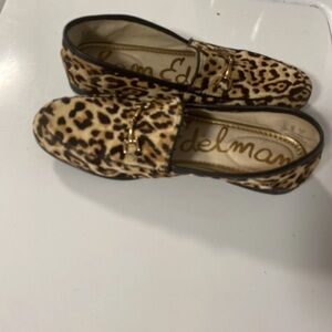 Sam Edelman Loraine Leopard Print Loafers – Tan Calf Hair, Gold Hardware